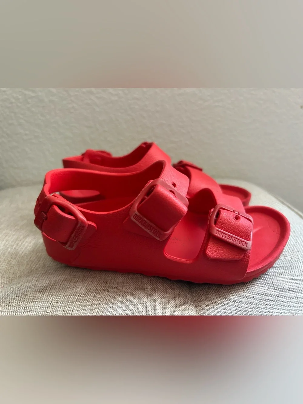Birkenstock Kids Red Two-Strap EVA Sandals size 28